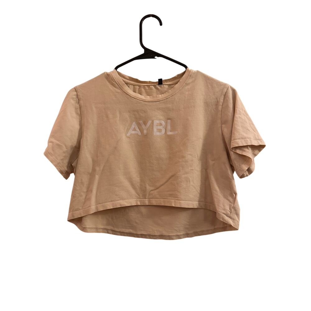 AYBL Cream Short Sleeve Athletic Workout T-Shirt Women Sz M
